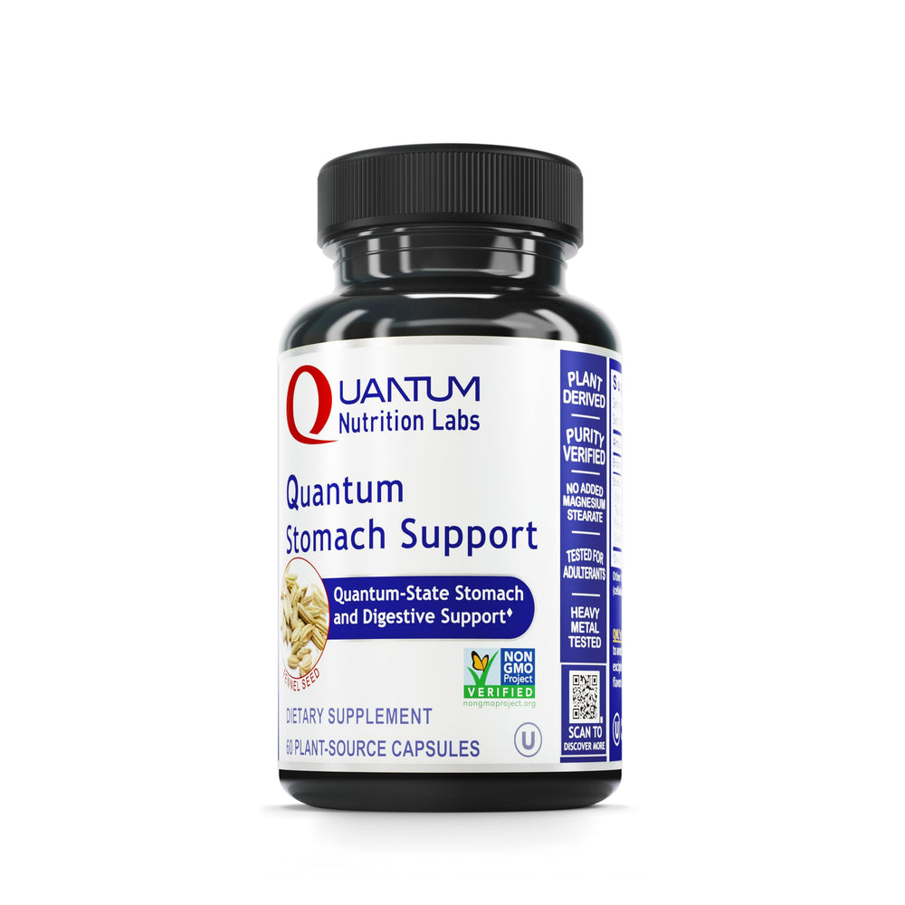 QNL Quantum Stomach Support bottle label with digestive enzymes