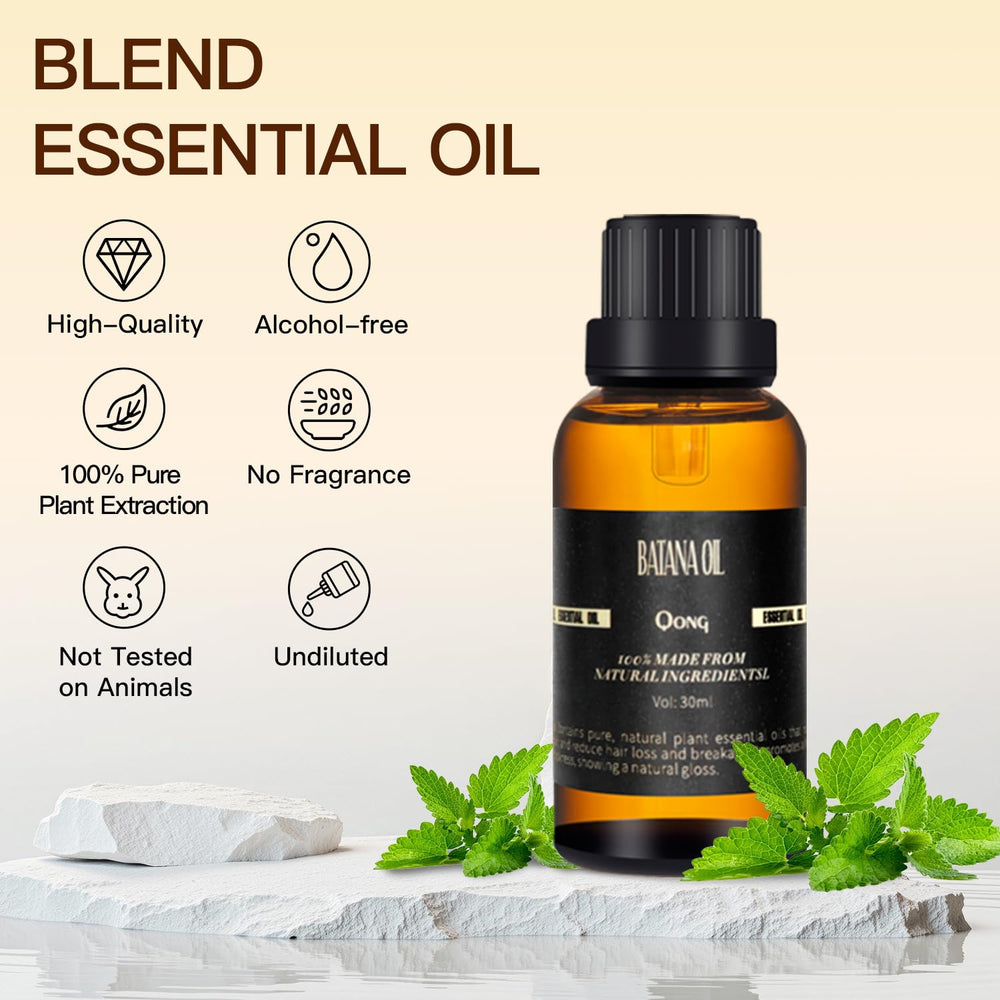 QONG Batana Oil Blend supports skin care routines when diluted.