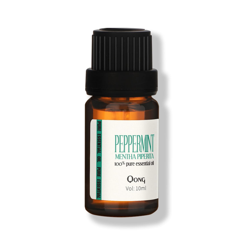 QONG Peppermint Essential Oil Blend bottle on white background, 10ml