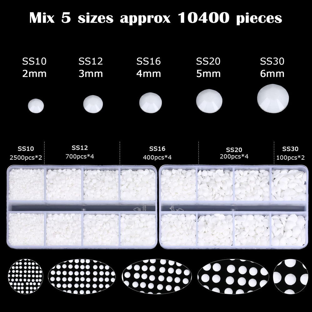 QPRETTY DU resin rhinestones organized in neat compartments by size.