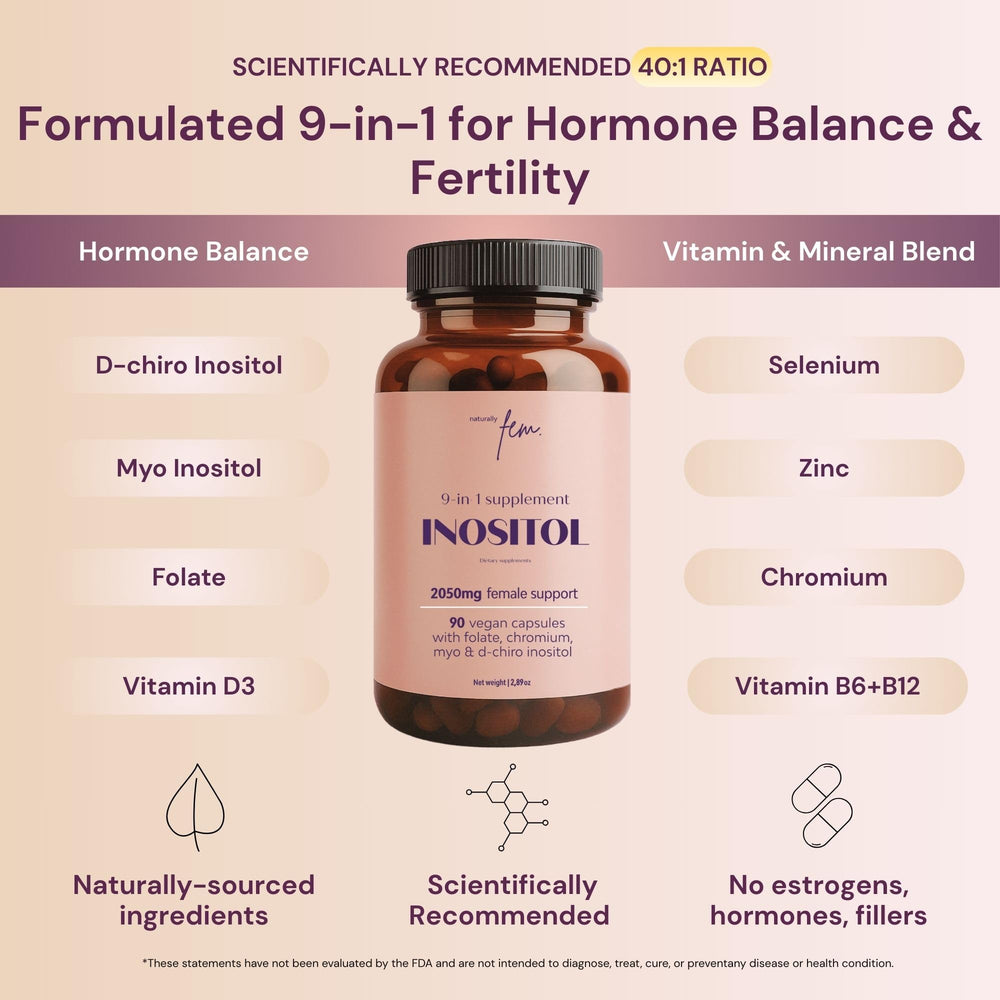 Infographic illustrating 9-in-1 hormonal balance and metabolic support