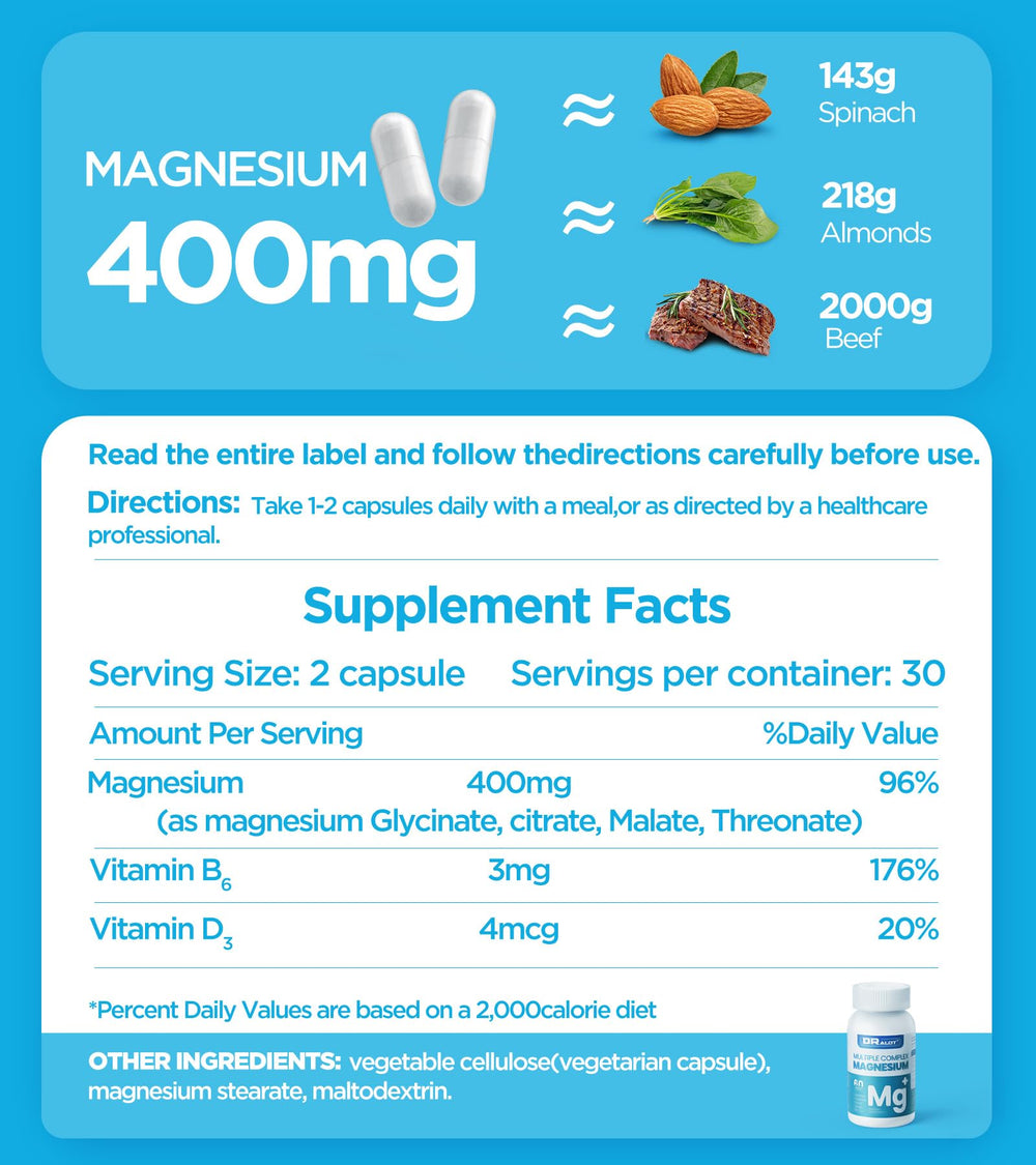 D3 and B6 added for enhanced magnesium absorption