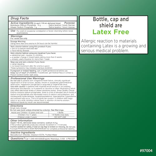Quality Choice Enema Twin Pack bottles provide convenient, ready-to-use sodium phosphate solution.