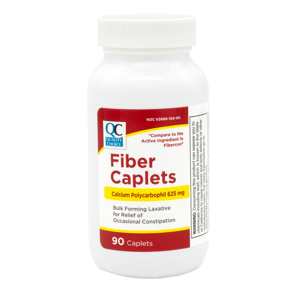 Front view of Quality Choice Fiber Therapy Caplets bottle