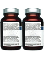 Front view of Quality of Life AHCC Kinoko Platinum 750 mg capsule bottle