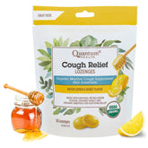 Front view of Quantum Health Organic Cough Relief Lozenges Meyer Lemon & Honey bagged 18 count
