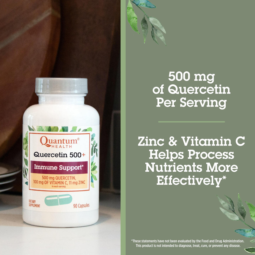 Close-up of Quercetin+ 500mg capsules