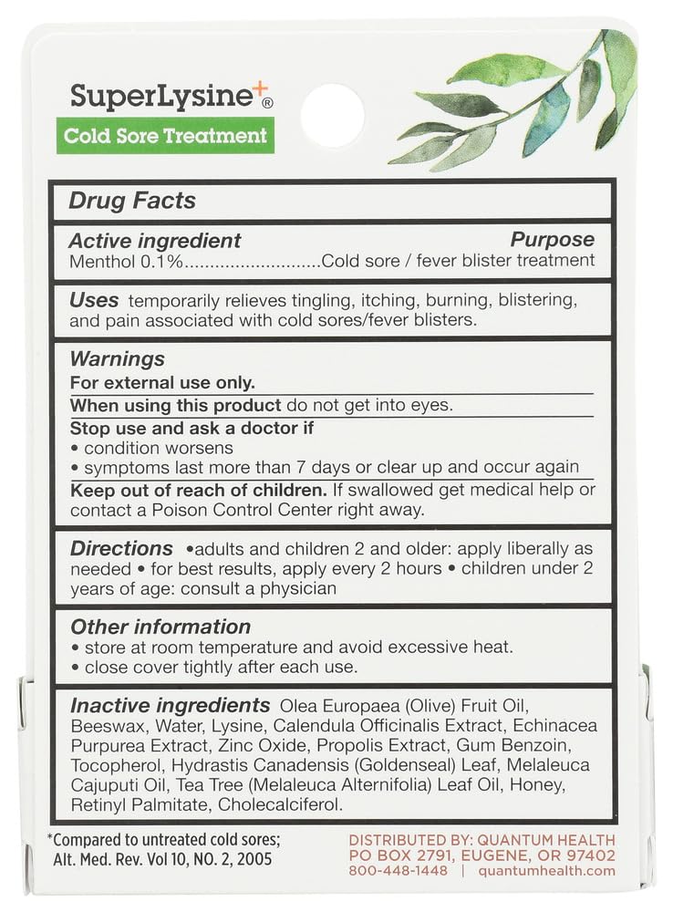 7 gram container of Quantum Health Lysine Cream