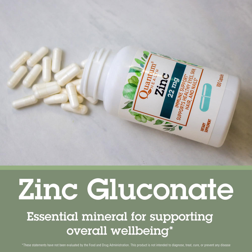 Zinc capsules spilled next to bottle