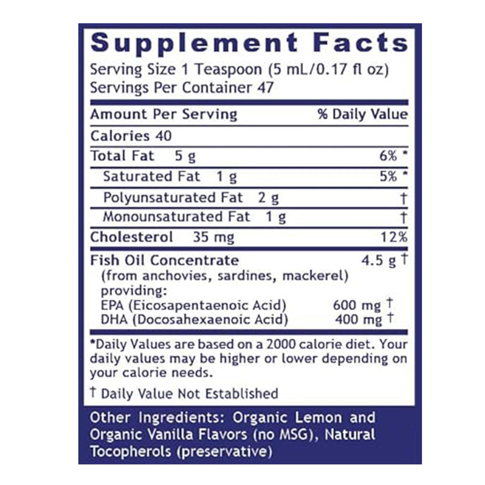 Omega-3 liquid with lemon flavor (EPA and DHA)