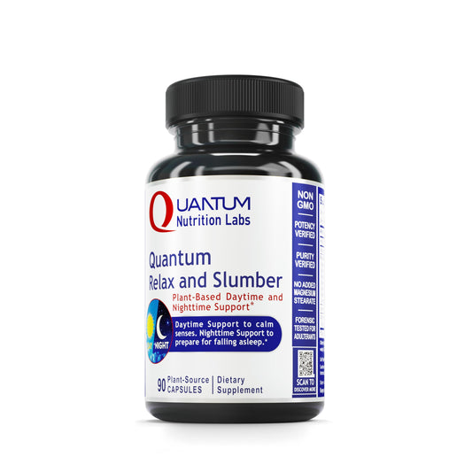 Quantum Relax and Slumber bottle label on white background