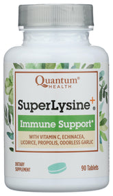 Front view of Quantum Research Super Lysine+ tablet bottle