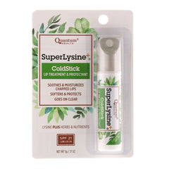 Quantum Super Lysine ColdStick lip protectant application on lips for moisture and protection