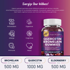 Features image: Quercetin Gummies with Bromelain, Zinc, Elderberry and vitamins overview