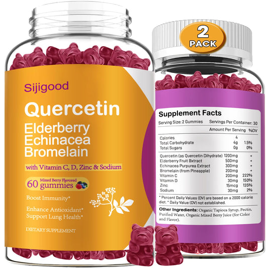 Front view of quercetin gummies with mixed berry flavor