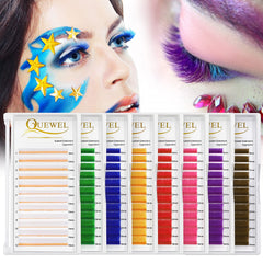 QUEWEL color lashes variety in pink, red, blue for creative looks
