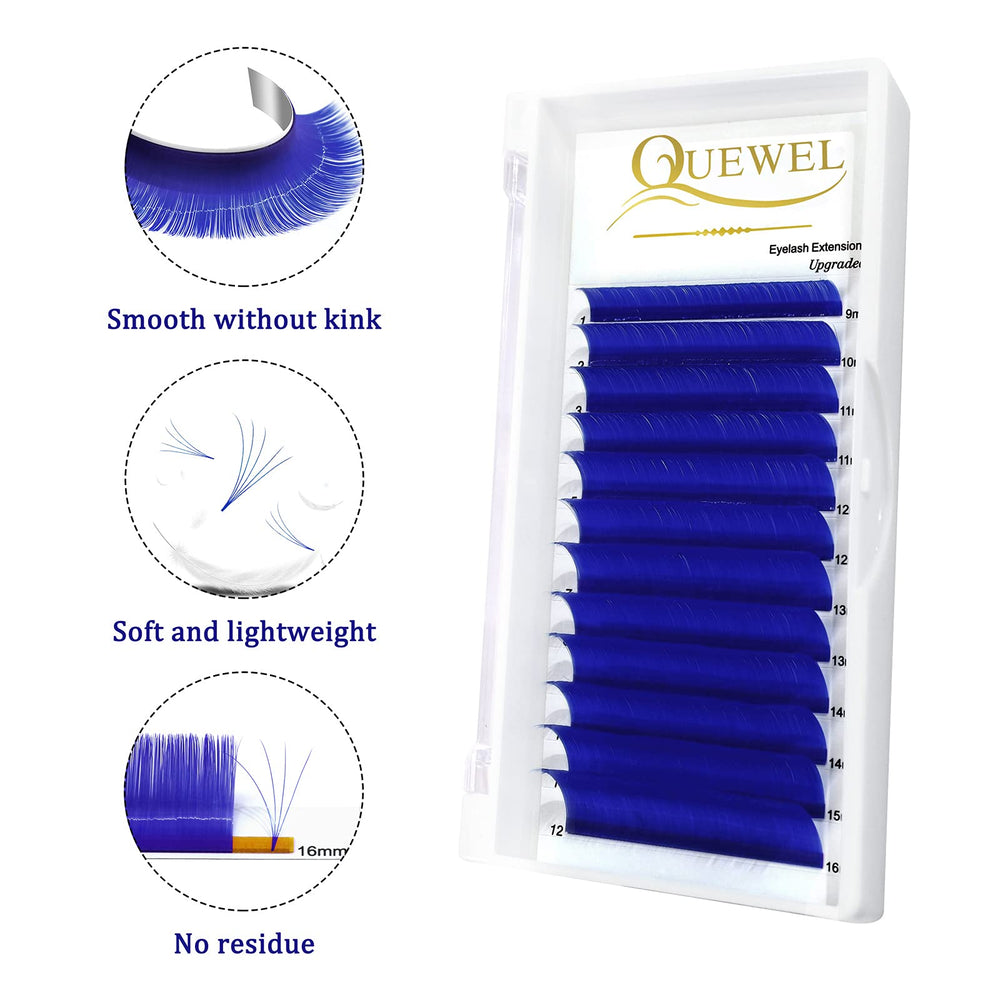 QUEWEL Easy Fan Blue lashes 13mm tray adds bold color pop to party makeup