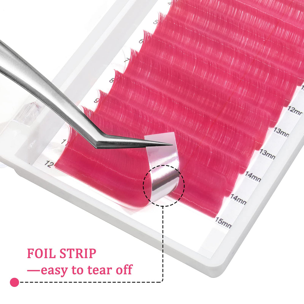 QUEWEL foil-strip color lashes with clean removal in pink shade