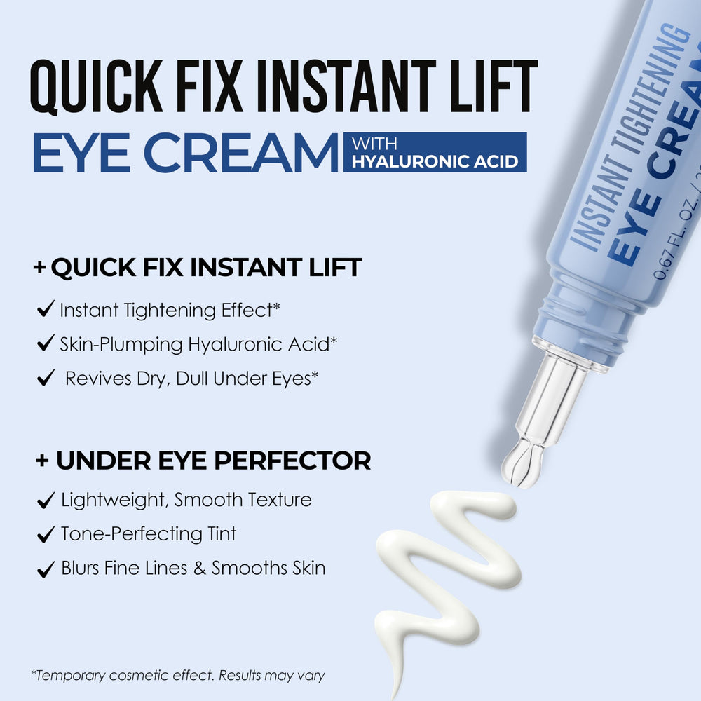 Quick Fix Hyaluronic Acid under-eye cream texture reveals lightweight, non-greasy hydration.