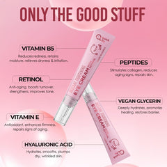 Ingredients glow with hyaluronic acid in Quick Fix retinol eye tightener cream.