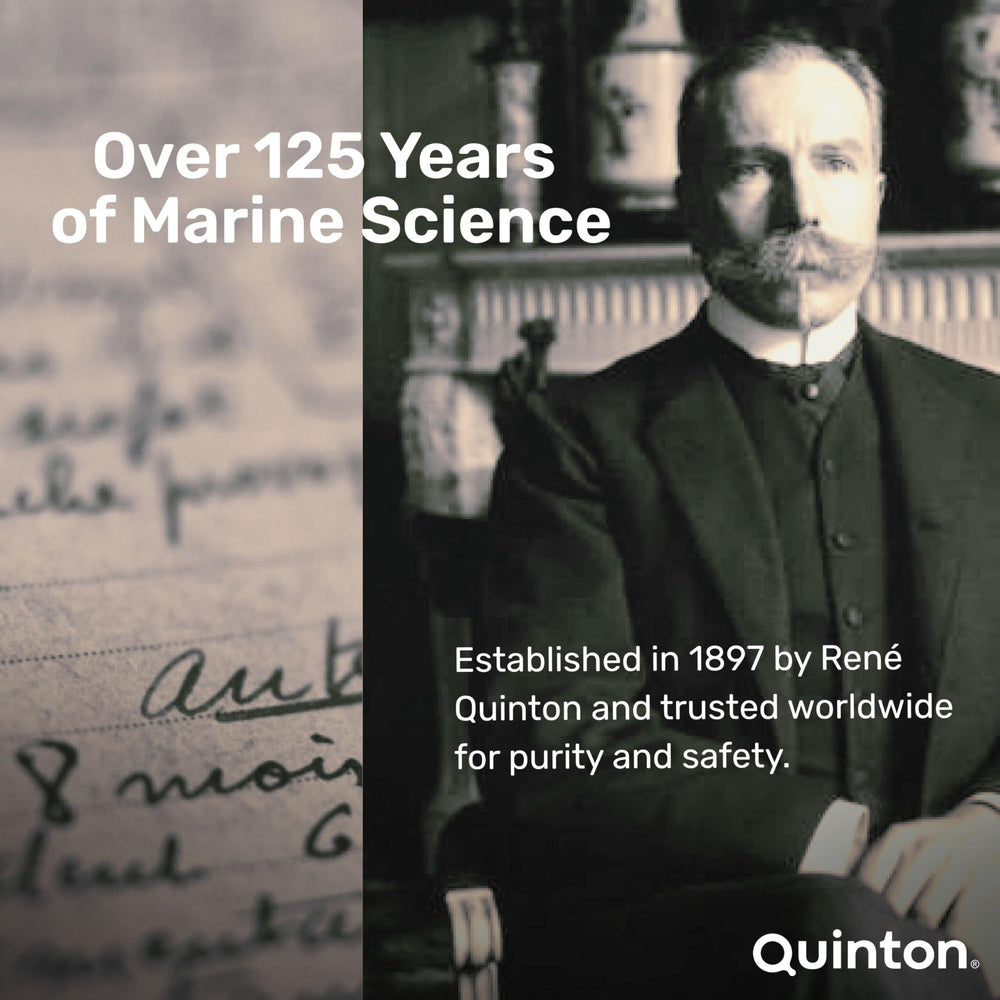 Quinton Isotonic Ampoules ingredient list showing ocean water plus spring water.