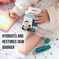 Quitch hydrocortisone healing balm packaging shows compact travel-friendly care