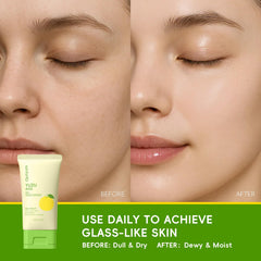 QUIYUM Yuzu moisturizer application showing a light, non-greasy finish.