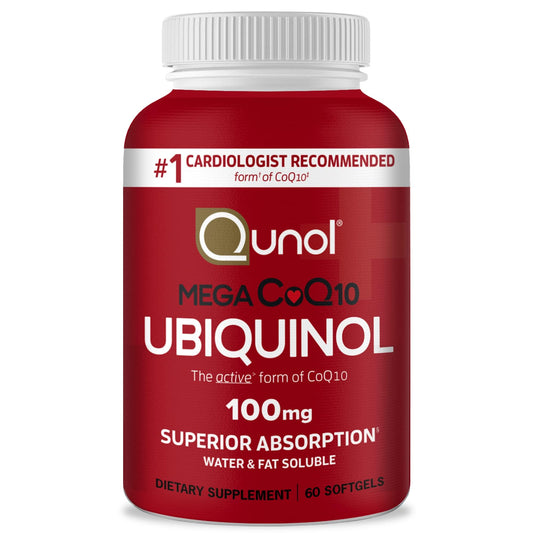 Front view of Qunol Ubiquinol CoQ10 100mg softgels bottle