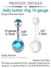 QWALIT blue navel rings three-piece set adds style