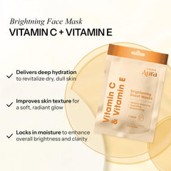 Radiant Aura essence droplets highlight silky hydration in the sheet mask.
