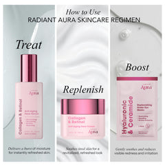 Radiant Aura vegan clean beauty badge signals cruelty-free credentials.