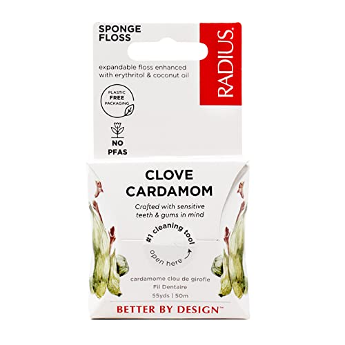 Close-up of vegan dental floss with clove and cardamom flavor