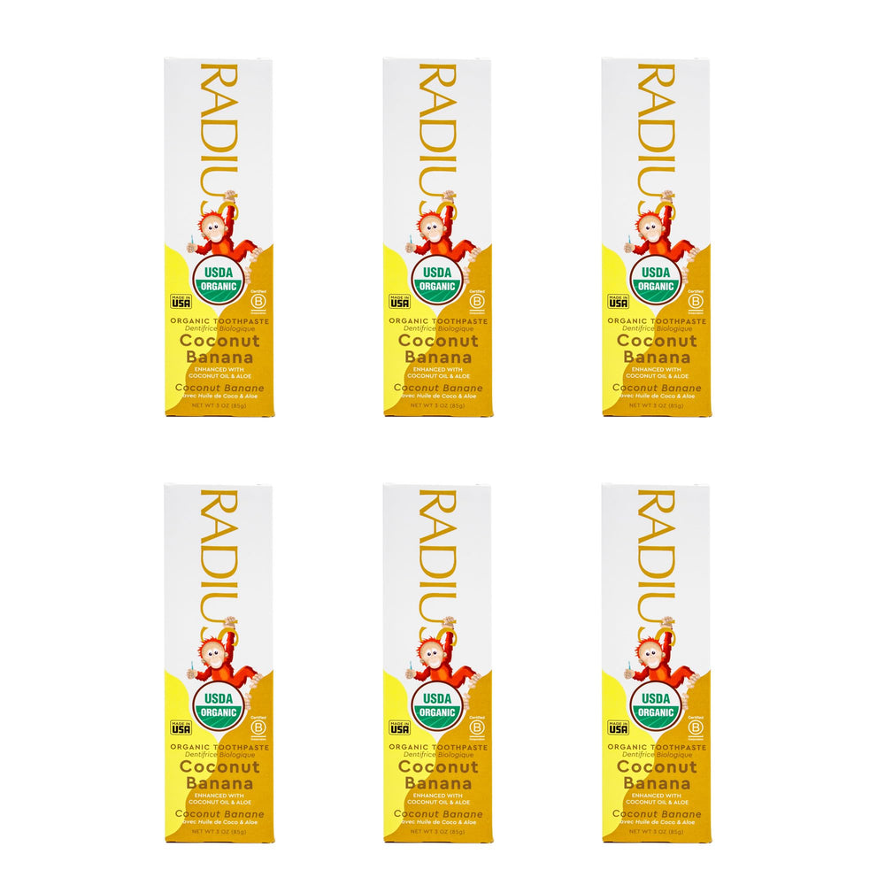 Hero image: Radius USDA Organic Kids Toothpaste Coconut Banana 3oz 6-pack