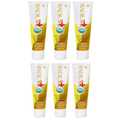 Packaging and box display for Radius Organic Kids Toothpaste Coconut Banana
