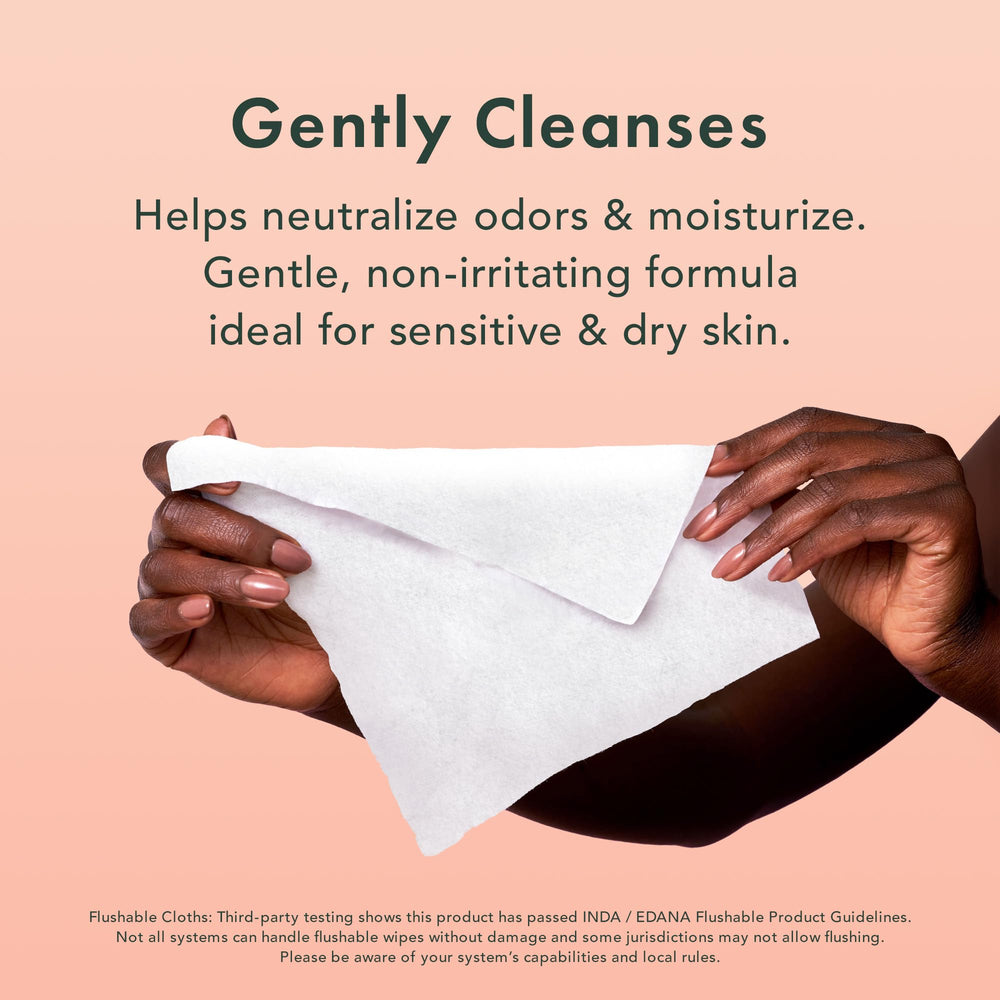 Rael feminine wipes coconut mugwort close-up image underscoring soothing, daily use benefits.