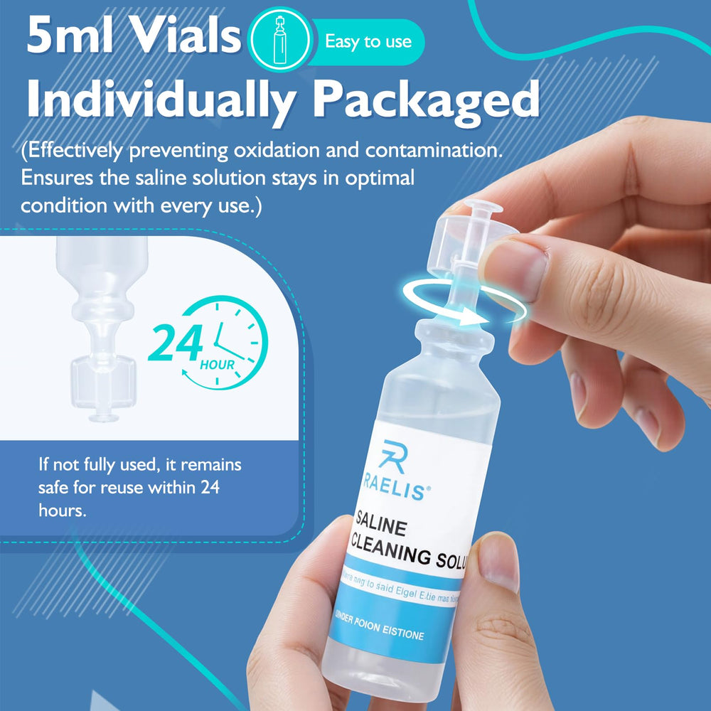 RAELIS 300ml total saline solution box label