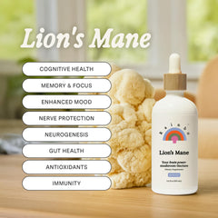 Close-up of Rainbo Lion's Mane dual extract tincture dropper
