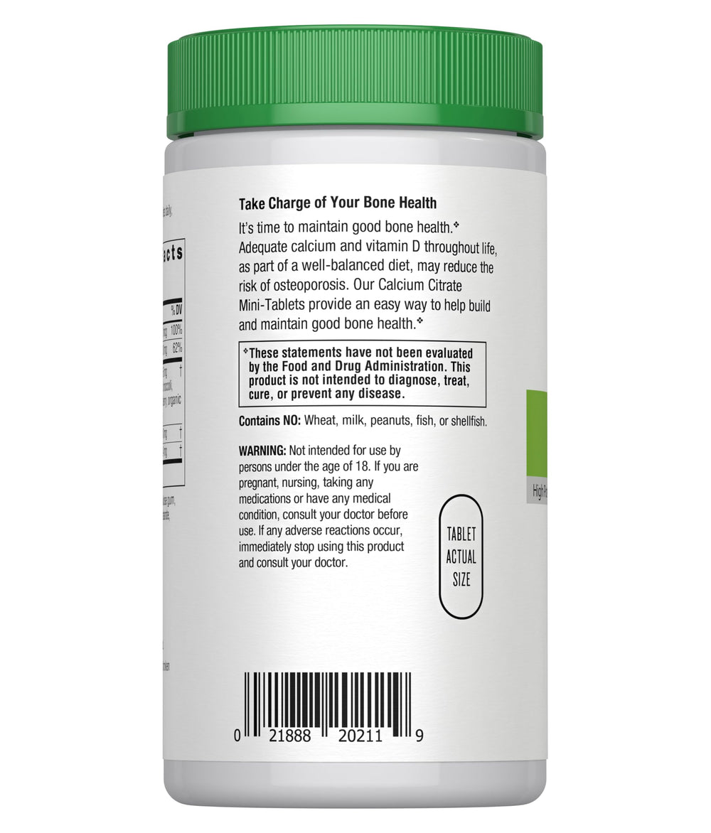 Close-up of Rainbow Light calcium citrate with vitamin D mini-tablets