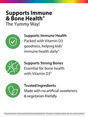 Graphic of ingredients and nutrition for Rainbow Light Sunny Gummies