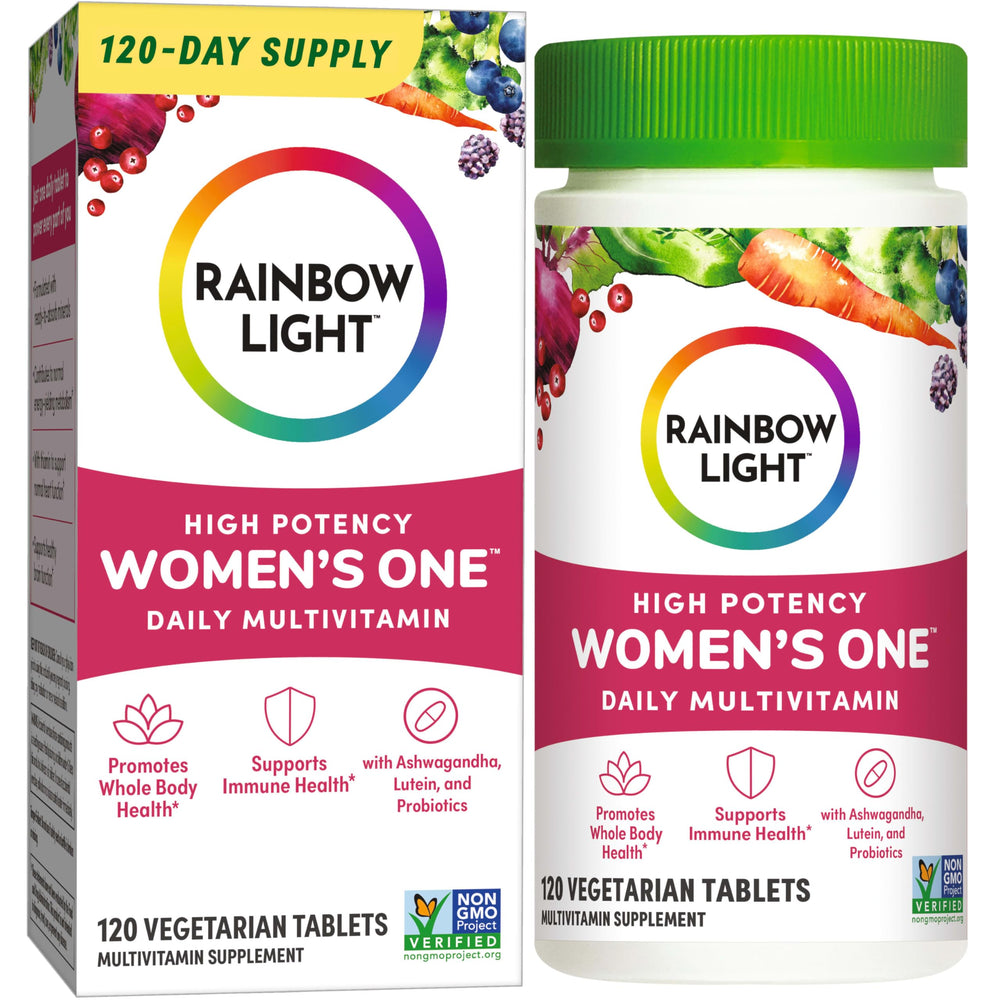 Rainbow Light Multivitamin Womens One Powder 120 Count bottle front view