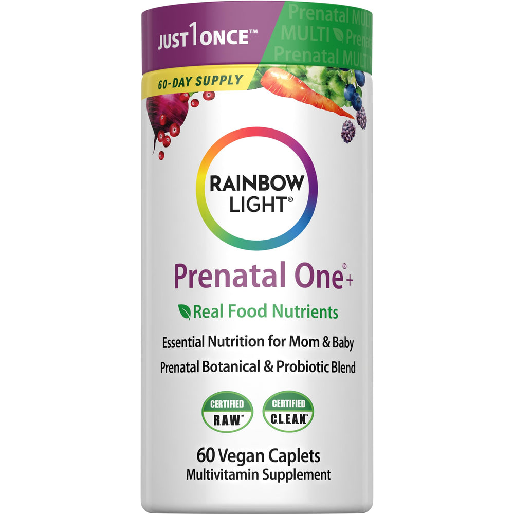 Bottle of Rainbow Light Prenatal One Plus Multivitamin – 60 caplets
