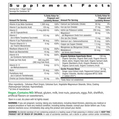 Back view of Rainbow Light Prenatal One+ bottle showing supplement facts