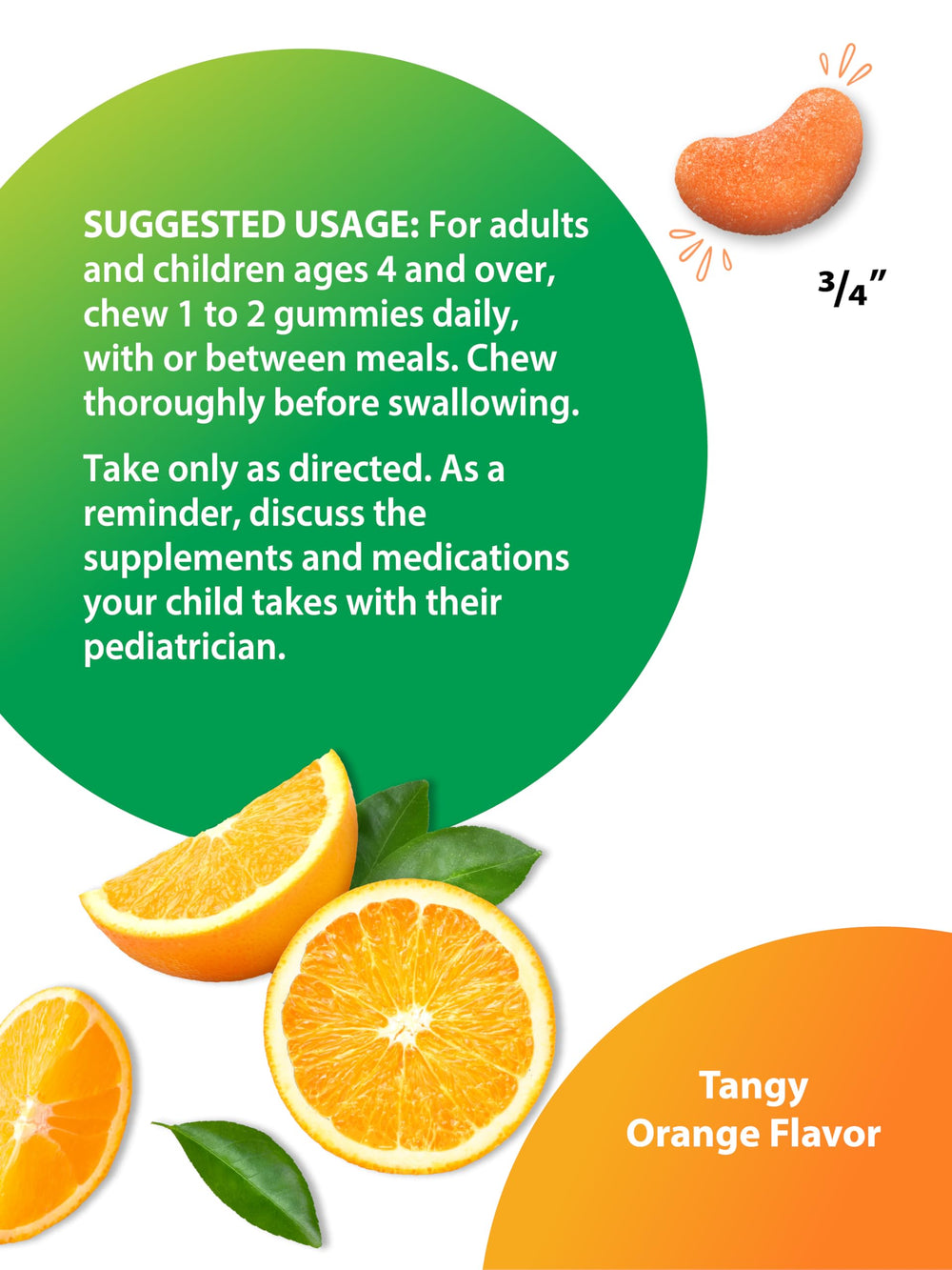 Tangy orange flavored Rainbow Light Vitamin C Gummies with Vitamin E