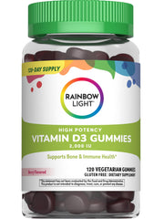 Bottle of Rainbow Light Vitamin D3 Gummies with Berry flavor, 2000 IU
