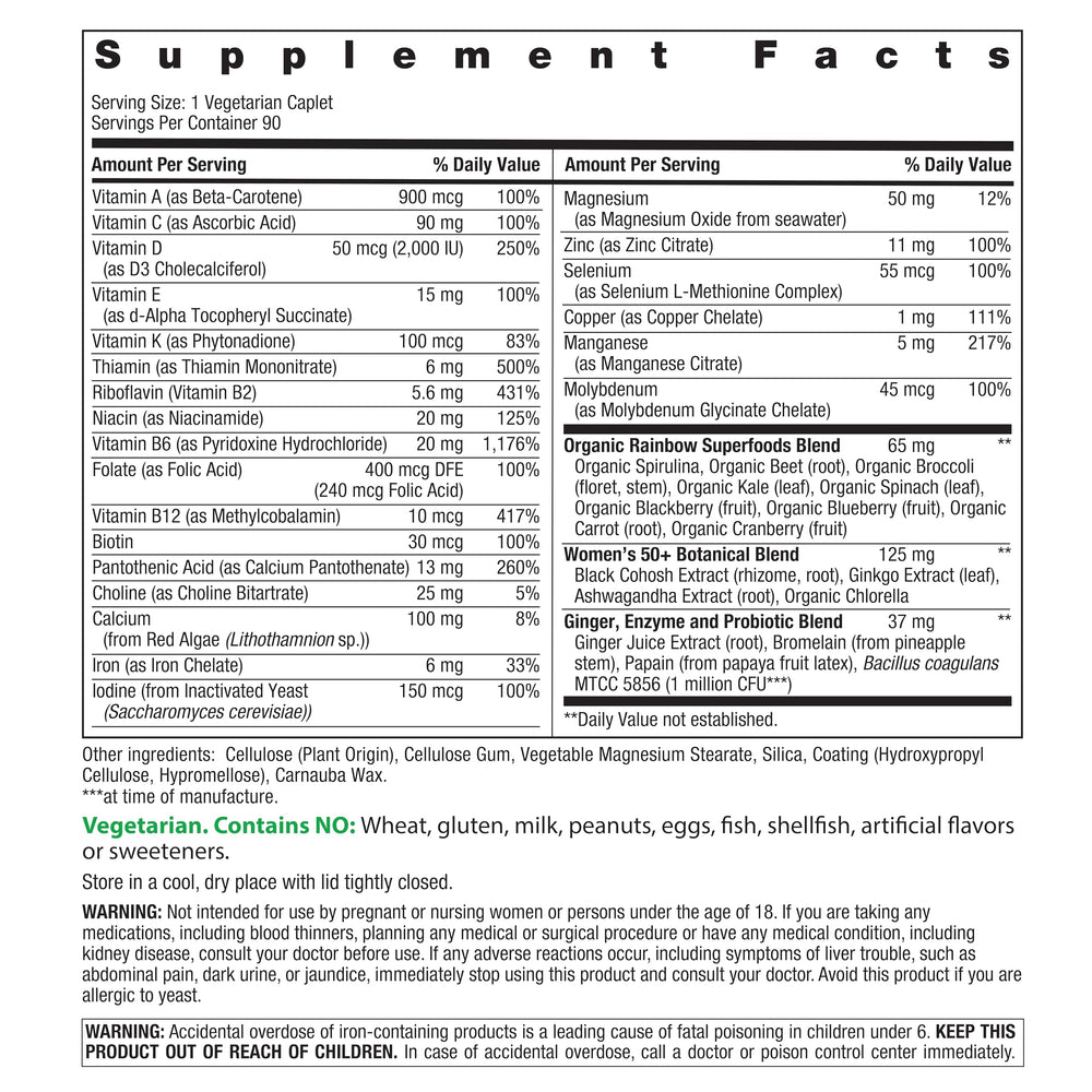 Close-up of Rainbow Light multivitamin bottle label showing Non-GMO and Vegetarian