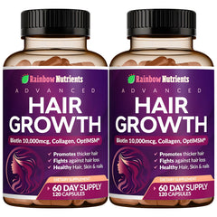 Rainbow Nutrients Hair Growth bottle with capsules for healthier hair