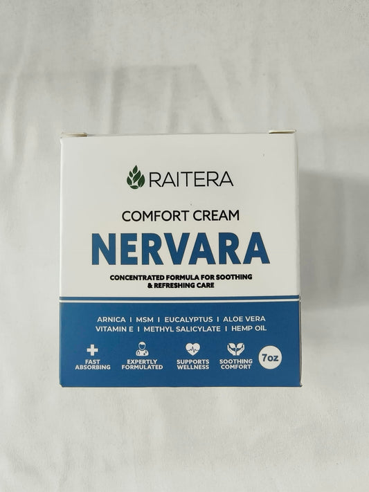 Raitera Nervara Comfort Cream jar for daily hydrating skin care.