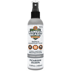 Ranger Ready Picaridin bottle with 20% repellent for long-lasting outdoor protection.