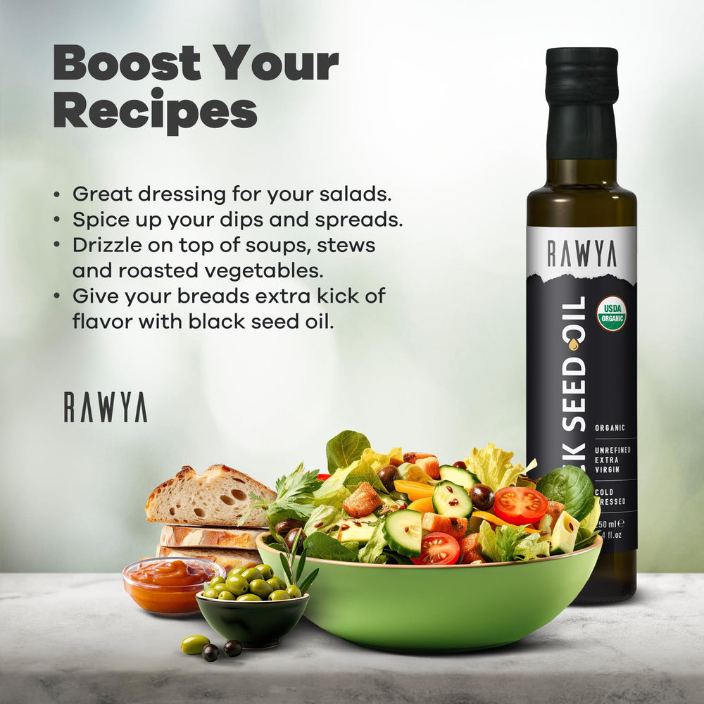Ingredients and nutritional information for RAWYA Black Seed Oil