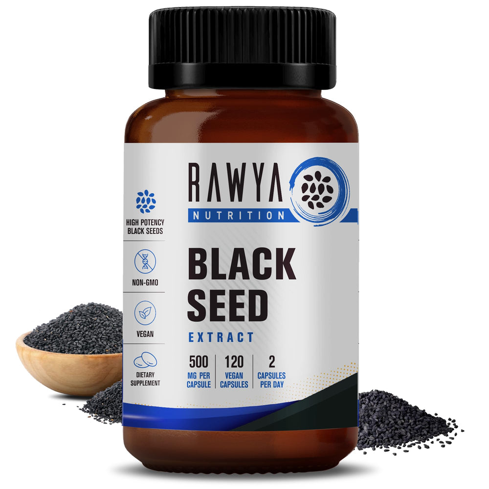 RAWYA Nutrition Black Seed Extract bottle with 120 vegan capsules